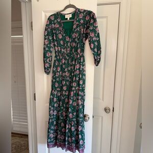 Cleobella Teal Floral Long Sleeve Dress